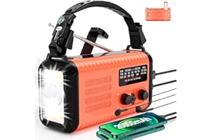 RCKSKAYA Emergency Weather Radio, Portable Solar Hand Crank AM/FM/NOAA Radio, 20000mAh Large Capacity Battery Operated Radio, USB C Charger, 3 Modes Flashlight, Reading Light, Emergency Kit for Home