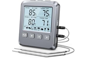 CIRYCASE Dual Sonda Termometro Cucina Digitale, Termometri Alimenti con Grande LCD & Allarme, Lettura Rapida Termometro Barbecue Forno, Carne, Latte, Olio Frittura, Liquidi, Utensili Cucina Campeggio