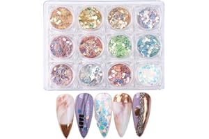 GZMAYUEN 16 kolorów Nail Art brokatowe cekiny brokatowe cekiny holograficzny proszek brokatowy paznokcie cekiny Iridescent Sequins for Nails