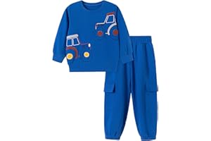 TCWWBB Boys Clothes Sets Dinosaur Digger Rocket Outfits Kids Long Sleeve Jumper Sweatshirt&Pants Sweatpants Outfits Set Toddler 2 Pieces Crewneck Cotton Winter Clothing Set Age 1-7 Years Old