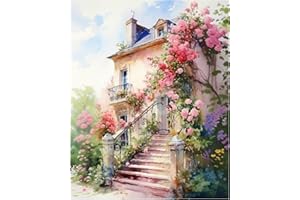 Miquans Art Peinture Par Numéros Pour Adulte, DIY Peinture Acrylique Pour Adultes Enfants Débutants Facile Sur Toile (40×50 cm) avec peintures et Pinceaux, Flower Town