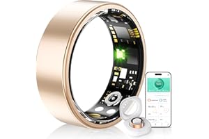 HPLSZCN Smart Ring Health Tracker, Sleep & Heart Rate Monitor, IP68 Waterproof Fitness Ring for Men/Women, Smart Ring Fitness Tracker for Daily Sports, Android & iOS (Gold, #10)
