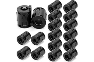 Erzekrim 18 Stück Ferritkerne Ferritfilter Ferrit Ringkern Kabel-Clip Set Klappferrit für USB Kabel, Wire-Wound Typ Kabel RFI,EMI, Ferritring Ferritkerne (Schwarzer 7mm)