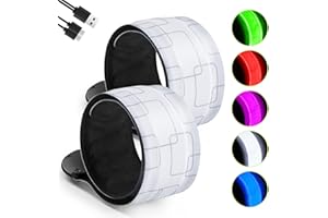 Fitense 2 Pezzi Bande Catarifrangenti - 5 Colori & 3 modalità Illuminazione Braccialetti, LED Ricaricabile USB Braccialetto, Alta visibilità Fascia Braccio per Corsa, Bicicletta, Corsa Notturna