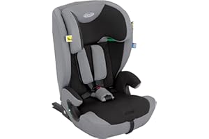 Graco Energi i-Size R129, rehausseur à harnais 2-en-1 ISOFIX avec attache supérieure, de 76 à 150 cm (de 15 mois jusqu'à environ 12 ans), face à la route, gris/noir, Meteor