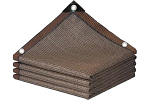SSFMSF Sunscreen Fabric Shade Netting 85%-95% Shading Rate Shading Net, Greenhouse Shade Sunblock Cloth Taped Edge with Grommets UV Resistant Sunblock Net. (Brown 12-Pin / 2m * 2m / 6.6ft * 6.6ft)