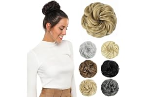 Yamel Messy Bun Hair Pieces for Women Hair Bun Extension Ash Blonde Updo Curly Messy Bun Scrunchie