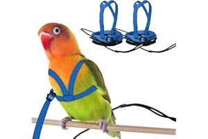 CQJ 2 pcs Pet Parrot Bird Harness and Leash, Adjustable Training Design Anti-Bite, Outdoor Flying Training Rope Kit for Bird Parrots Fits Birds Chest Between46-76cm /18.11-29.92inch (blue, M)