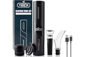 Korkenzieher Wein 6-in-1 USB Elektrischer Flaschenöffner mit Kapselschneider, Ausgießer, Vakuumpumpe, Verschluss und USB-Kabe