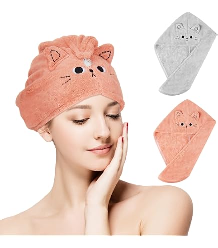 Serviettes Turban Microfibre WUBAYI Lot De 2 - Séchage Rapide Cheveux Motif Sirène