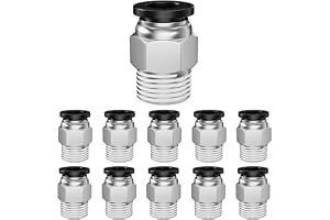 10 st pneumatiska beslag 8 mm ytterdiameter slang x 1/4 tum BSP yttergänga, snabbkoppling luftledningsadaptrar, raka anslutningar (PC8-02) (8 mm -(1/4 tum)