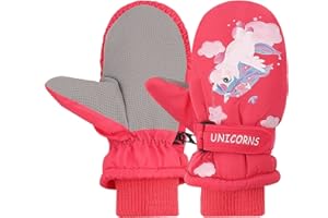 JNUYISW Guantes de Esquí para niños, Manoplas de Esquís Impermeable Guantes para Clima Frío a Prueba de Viento para Clima Frío para Esquí, Ciclismo, Actividades al Aire Libre, para niños de 2 a 10 años