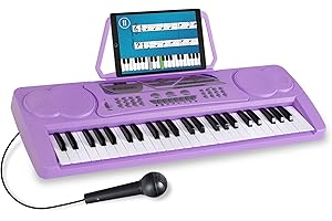 McGrey BK-4910VT Keyboard - Einsteiger-Keyboard 49 Tasten - mit 16 Sounds & 10 Rhythmen - 8 Percussion-Sounds & 6 Demo-Songs - Mikrofon & Notenhalter - Lila