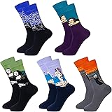 5 Paar Herren Lustige Bunte Socken,Klassische Gemälde Gemusterte Muster Socken, Verrückte Modische Mehrfarbig Socken Einheits