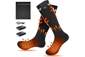 FOTFLACE Beheizte Socken für Herren Damen Beheizbare Socken mit 4500mAh Wiederaufladbare Batterie, 3 Einstellbarer Temperatur Heizsocken für Aktivitäten im Winter