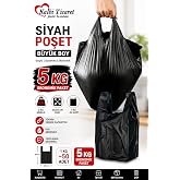 Kalbi Ticaret Kalın Siyah Poşet B&uuml;y&uuml;k Boy 5 Kg Hışır Atlet Poşet Market Manav Poşeti &Ccedil;&ouml;p Poşeti