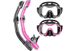Lealinga Snorkel Set Adults 2Pack, Snorkel Mask Anti-Fog Panoramic View Diving Mask Dry Top Snorkel Kit with Travel Bag Diving Set for Snorkeling Scuba Diving Swimming Travel