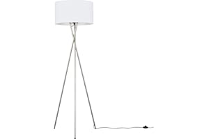 MiniSun | Modern Brushed Chrome Floor Lamp with a White Shade | Floor Lamps & Torchieres, Home Décor & Improvement Essential | Includes 6W GLS Bulb [3000K Warm White]