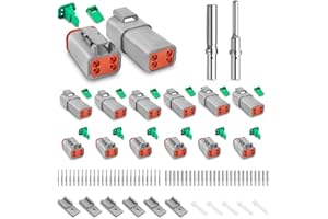 ‎JRREADY JRready Deutsch Stecker 4 Poling Grau IP68 Wasserdichte DT Stecker Set 6 Sets mit Deutsch Terminal kit Wire Gauge 16-20 AWG für Auto, Motorräder, LKW, Boots
