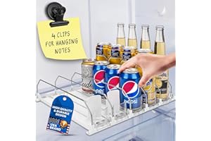 AMZENTIALS - Rangement Frigo Transparent | Organisateur de Boissons Compact pour Réfrigérateur avec Clips Magnétiques Inclus | Organisateur Frigo | Boite Rangement Frigo Transparent | Boite Frigo