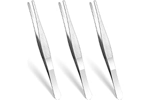 AOZUO 3 stycken pincettspetsar, rostfritt stål pincett lång, trubbig pincettset, tweezers med böjd tandad spets, professionell, halkfri, rak vinklad för smyckestillverkning, gör-det-själv