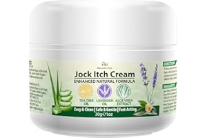 RECUREN PLUS Jock Itch Antifungal Skin Cream: Tea Tree Oil Anti Fungal Cream with Aloe Vera, Lavender & Eucalyptus – Extra Strength Herbal Moisturizer for Itchy Skin Soothing– for Men & Women, 30g