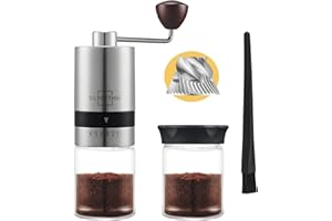 SILBERTHAL Molinillo cafe manual - 6 niveles de molido - Coffee grinder Acero inoxidable y vidrio