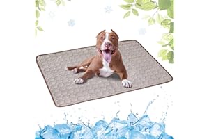 LEZUAN Cooling Mat for Dogs and Cat, Heat Relief Pet Cooling Mat for Crates, Kennels and Beds - Portable and Washable(Coffee,55x70cm)