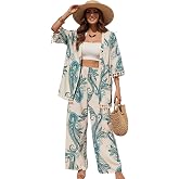 Leriya Fashion Co Ord Set for Women Stylish | Summer Travel Co-Ord Set Short Sleeve Shirt & Wide-Leg Pant | Paisley Printed S