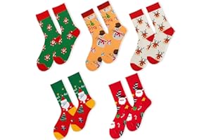 MUNSKT 5 par skarpet bożonarodzeniowych, zimowe, kolorowe, nowość, termiczne, ciepłe, bawełniane, zabawne, przytulne, miękkie skarpety dla kobiet, mężczyzn, dorosłych, przyjęcie świąteczne