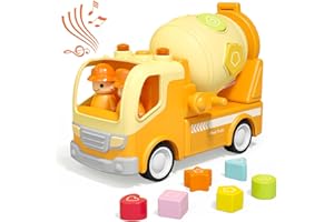 Wanborns Bauauto-Spielzeug für Kinder, Betonmisch-LKW mit Sound und Licht, Formensortierer Lern- und Bildungsvorschul-Fahrzeug für 18 Monate+ 2 3 4 5 Jahre Alten Jungen Weihnachtsgeburtstagsgeschenk