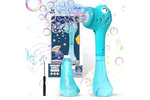 Panamalar Bubble Machine, Portable Light Up Bubble Wand with Sound On/Off, Automatic Dino Bubble Blower Stick Toy for Kids Boys Girls, 10000+ Bubbles Per Minute, 360ml Solution, Outdoor Party Wedding