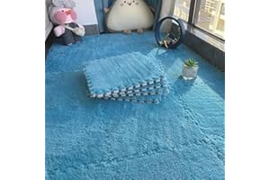 WMYYLX 10/20 piastrelle in schiuma a incastro per tappeti, 30 x 30 cm, con bordo per soggiorno/camera da letto (10 pezzi blu)