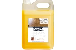 STARWAX - Entretien Brillant pour Parquets et Sols Stratifiés - Nettoie et Ravive la Brillance - Non Glissant - Sans Rinçage - Fabriqué en France - 5L - jusqu'à 3 600m²