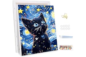 MEIYUDA Pintar por Numeros Adultos con Marco Gato, Cuadros por Numeros Pigmento Acrílico, DIY Pintura por Numeros Kit Manualidades Adultos, Decoración para el Hogar Regalo de pared 30x40cm