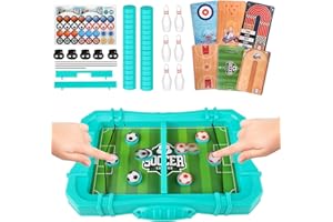 LIFEDYLUK 6 in 1 Hockey Brettspiel, Sling Puck Spiel Foosball Katapult Brettspiel, Doppelkampf Tischbasketball Punkterennen Match-Spiel, Eltern-Kind-Interaktion Spielzeug Partyspiel für Erwachsene