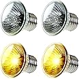 PewinGo 4 Pack 50W UVA UVB Heat Lamp Bulbs for Reptiles, Heating Emitter Bulbs for Amphibian, Terrariums, Cages, for Tortoise, Snake, Frog, Lizard, Chameleon, Hermit Crab, Cockatoo. Halogen, Orange