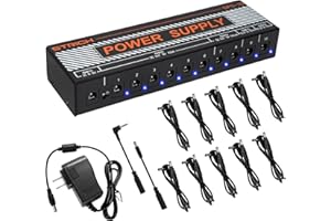 STRICH Bloc d'alimentation pour pédale de guitare, 10 sorties CC isolées pour pédale d'effet 9 V/12 V/18 V, alimentation 100 mA 500 mA avec protection contre les courts-circuits, conception de circuit