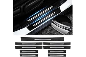 FT Funtor Carbonfaser Gemusterter Auto Einstiegsleisten Schutz, Türschweller Aufkleber,Universal Autotür Schutz,Carbon-Faser-StoßStangen Anti-Scratch,Geeignet für Alle Fahrzeuge (9Pcs)