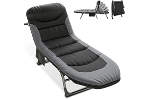 T-ZBDZ Brandina da Campeggio Pieghevole, Lettino da Campeggio Adulti con Materasso, Culla da Campeggio Portatile, Brandina Letto da Campo per Esterni con Borsa Portaoggetti, per Interni Giardino, nero