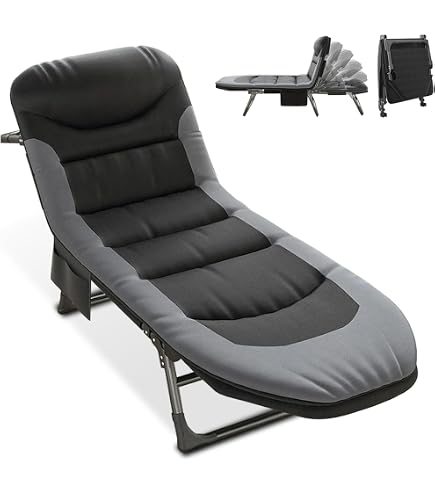 Lit De Camping Pliable Tillvex Avec Coussin Et Sac De Transport - Charge 280kg - Chaise Longue Intérieur Extérieur