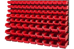 PAFEN Storage System, 780 x 1158 mm, Stacking Boxes Wall Shelf, 91 Boxes (Plastic, 5 kg, Wall Mount, 60 mm Depth)