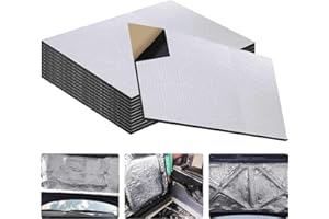 BCUUOZEEING 5mm Aislante Térmico Acústico Insonorización, 40x25cm 12Pcs Aislante Térmico Insonorizante Forro Papel Adhesivo Estera de Insonorización del Coche, Aislamiento Acústico Capó Motor