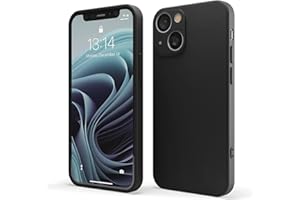 Red Ember Coque de protection antichoc pour iPhone, ultra fine en silicone liquide avec finition mate et doublure en microfibre douce anti-rayures (noir, iPhone 14 Plus)