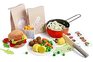HABA Creative Play – Fresh Box Kochbox – Spielzeug-Lebensmittel aus Holz & Stoff, mit Rezeptkarten zum Nachkochen – Zubehör für Spielküche & Kaufladen – ab 3 Jahren – 2012310001