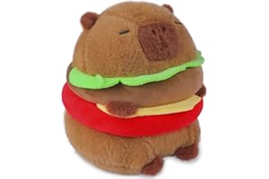 Poptrend Capybara Plush Toy, Cartoon Stuffed Animal With Turtle Pillow, Brown Guinea Pig Doll, Birthday Gift for Adults Kids (Hamburger)