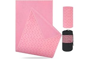 flintronic Telo per Yoga, Antiscivolo Asciugamano da Yoga, 183 * 63cm Portable Breathable Mat Towel, Morbido Tappetino da yoga per Pilates Fitness (Rosa)