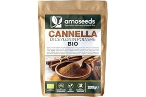 AMOSEEDS Cannella di Ceylon in polvere BIO 200 g | Macinata, pura, naturale, senza additivi | Gusto intenso | Qualità superiore
