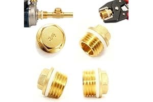 AEMCHDM 4 PCS Bouchon Laiton,3/4 Pouce Bouchon Hexagonal en Laiton, Capuchon Fileté avec Joints en Caoutchouc, pour Raccord de Tuyau, Chauffage et Installation d'eau Potable, Salle de Bain