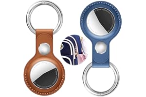 EANLOLY [2Stücke] Airtag Anhänger,Airtag Schlüsselanhänger aus Leder,Air Tag Anhänger,Blau&Braun Airtags Hülle,Es Kann den AIRTAG-Locator Schützen, Kratzer Verhindern und Sicherer Sein
